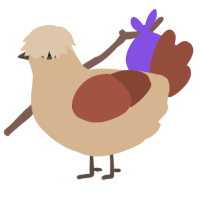 A beige and russet chicken