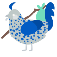 Sterling Silver, a silver and ultramarine chicken with a speckle pattern