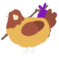 A honey and russet chicken with a head pattern