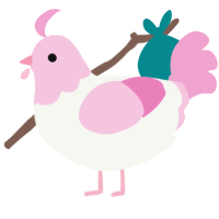 A white and pink chicken with a head pattern