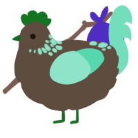 A bark and mint chicken with a neck-speckle pattern