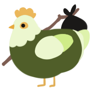 Is that an avocado, a olive and apple chicken with a head pattern