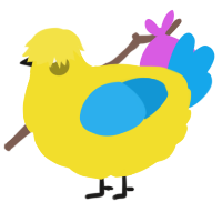 A yellow and sky chicken
