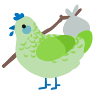 A gluppy and grass chicken with a half-lace pattern