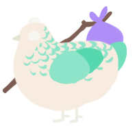 A cream and mint chicken with a half-lace pattern