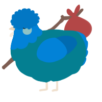 A sea and sapphire chicken with a head pattern