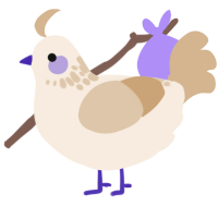 A cream and beige chicken with a neck-speckle pattern