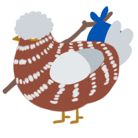 A russet and mist chicken with a bar pattern