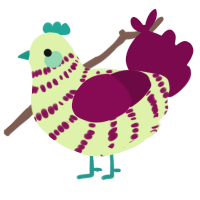 A apple and wine chicken with a bar pattern