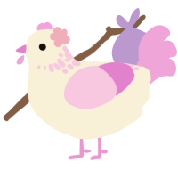 A cream and lavender chicken with a neck-speckle pattern
