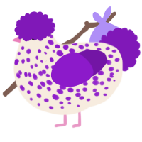 A cream and violet chicken with a speckle pattern