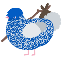 A ultramarine and mist chicken with a double-lace pattern
