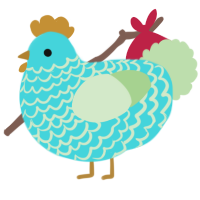 A aqua and gluppy chicken with a lace pattern