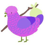 A orchid and blurple chicken with a lace pattern