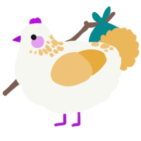 A white and honey chicken with a neck-speckle pattern
