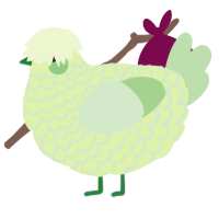 A apple and gluppy chicken with a lace pattern