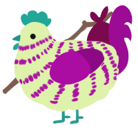 A apple and plum chicken with a bar pattern
