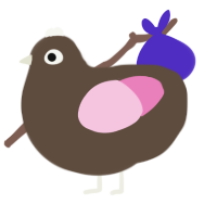 gus, a bark and pink chicken