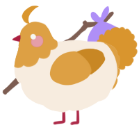 A cream and orange chicken with a head pattern