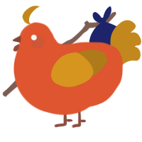 A vermilion and ochre chicken