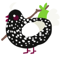 A black and white chicken with a speckle pattern
