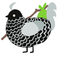 A black and silver chicken with a lace pattern