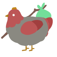 A ash and red chicken with a head pattern