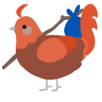 A russet and vermilion chicken with a head pattern