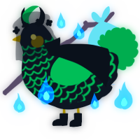 A sable and viridian chicken with a lace pattern