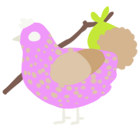 A lavender and beige chicken with a speckle pattern