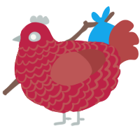 A crimson and red chicken with a lace pattern