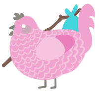 A pink chicken with a lace pattern