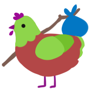 A red and grass chicken with a head pattern