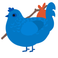 A sapphire chicken with a half-lace pattern