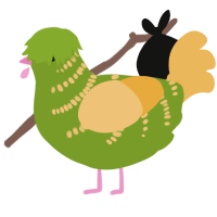 A chartreuse and honey chicken with a half-bar pattern