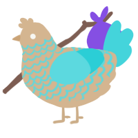 A beige and aqua chicken with a lace pattern