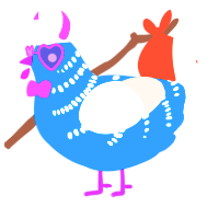 A sapphire and cream chicken with a half-bar pattern