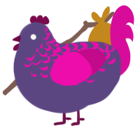 A overcast and fuchsia chicken with a half-lace pattern