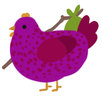 A plum and maroon chicken with a speckle pattern