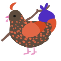 A bark and vermilion chicken with a speckle pattern