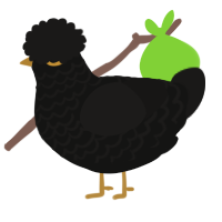 A black and sable chicken with a lace pattern