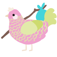 A pink and lemon chicken with a lace pattern
