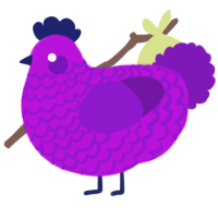 A amethyst and violet chicken with a lace pattern