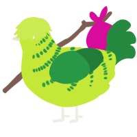 A lime and viridian chicken with a half-bar pattern