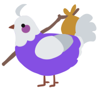 A blurple and mist chicken with a head pattern