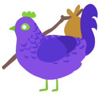 A blurple and indigo chicken with a half-lace pattern
