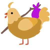 A gold and honey chicken with a head pattern