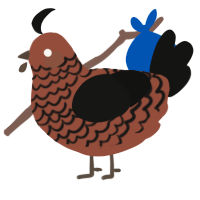 A russet and black chicken with a lace pattern