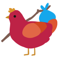 A crimson and vermilion chicken