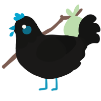 A sable and black chicken with a head pattern